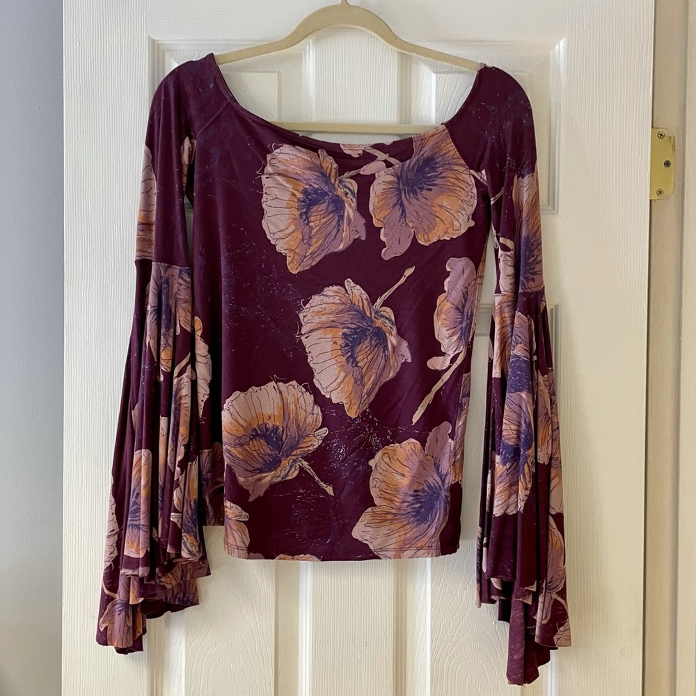 Free People off-the-shoulder bell sleeve top!